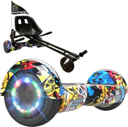 Hoverboard con sedile 6,5 pollici Hip Hop + kart con ammortizzatori – hoverboard da solo e montato nel kart nero
