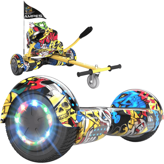Hoverboard con sedile 6,5 pollici Hip Hop + kart Hip Hop – hoverboard e kart con telaio giallo e sedile Hip Hop